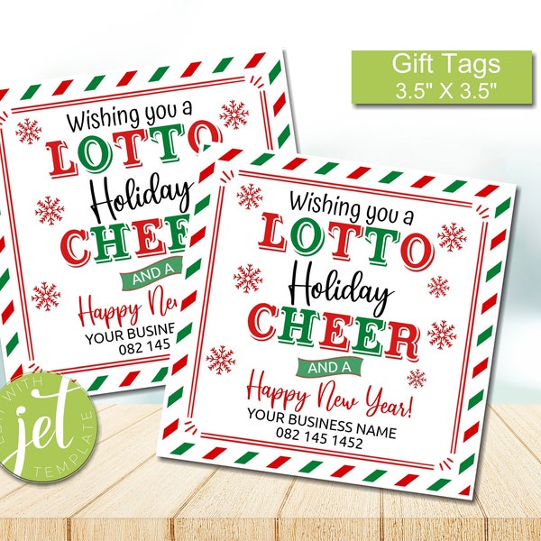 Editable Christmas Wishing you a Lotto Holiday Cheer Gift Tag, Appreciation Gift Tags, Lottery Ticket Christmas Gift Tag, Instant download