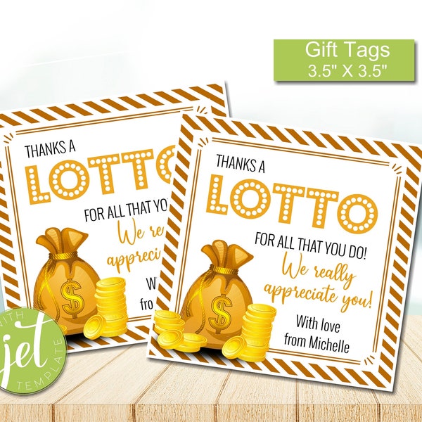 Editable Lotto Favor Tags, Appreciation Week Gift Tag Template, Employee Staff Teacher Coworker, Lottery Ticket Gift Tag, Instant Download