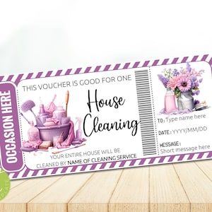 Editable House Cleaning Ticket Template Cleaning Service Gift Voucher