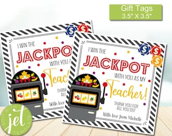 Editable Teacher Appreciation Favor Tags, Hit the Jackpot Lottery Gift Tag, End of School Year Appreciation Week Favors, Instant Download