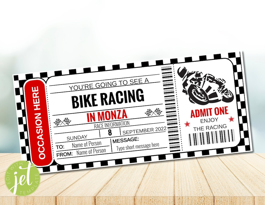 Editable Bike Racing Gift Voucher, Motorbike Racing Gift Voucher