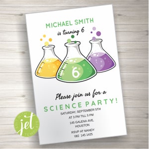 Editable Science birthday invitation, Any Age, Science party Invitation, Science Party, Science Birthday,  Instant Download