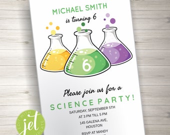 Editable Science birthday invitation, Any Age, Science party Invitation, Science Party, Science Birthday,  Instant Download