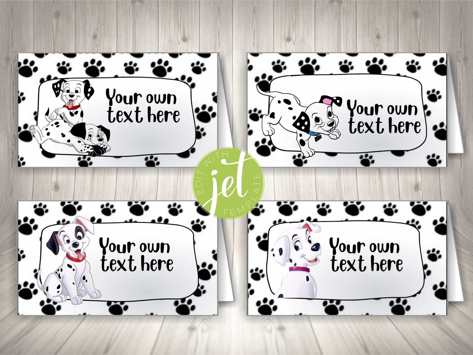 Editable Dalmation Food Labels Template printable Dog Party - Etsy