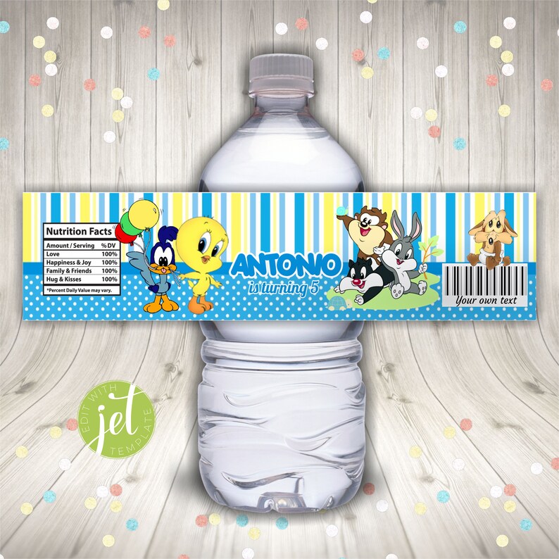 Editable Animal Babies Bottle Label Water Bottle Labels Etsy