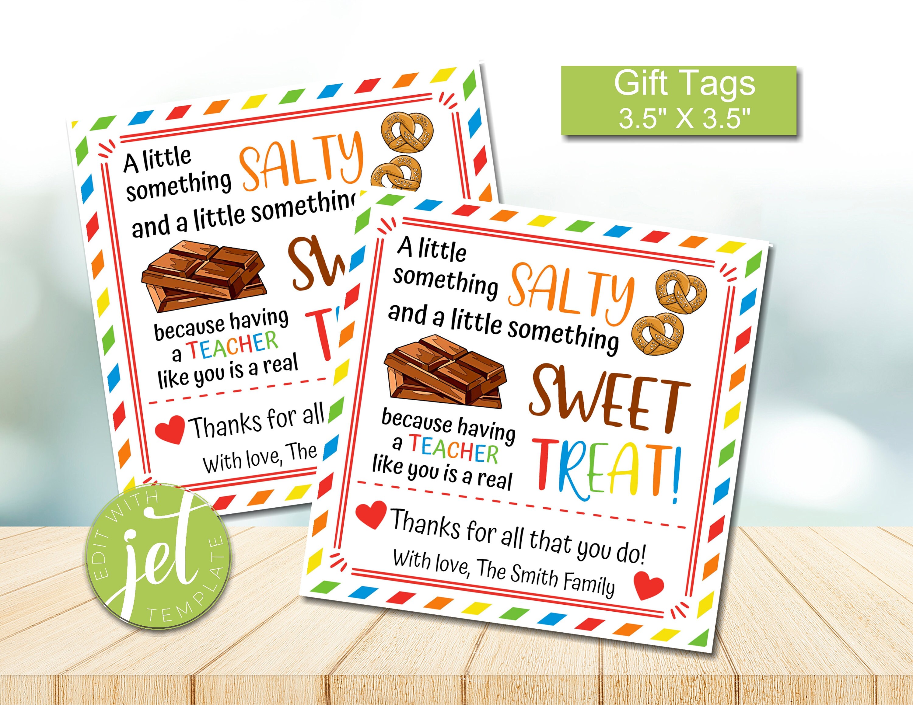 Editable Chocolate Pretzel Gift Tag Teacher Staff Employee Etsy