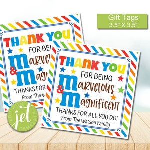 Editable You Are Marvelous and Magnificent M&amp;M Gift Tag for Teachers ...