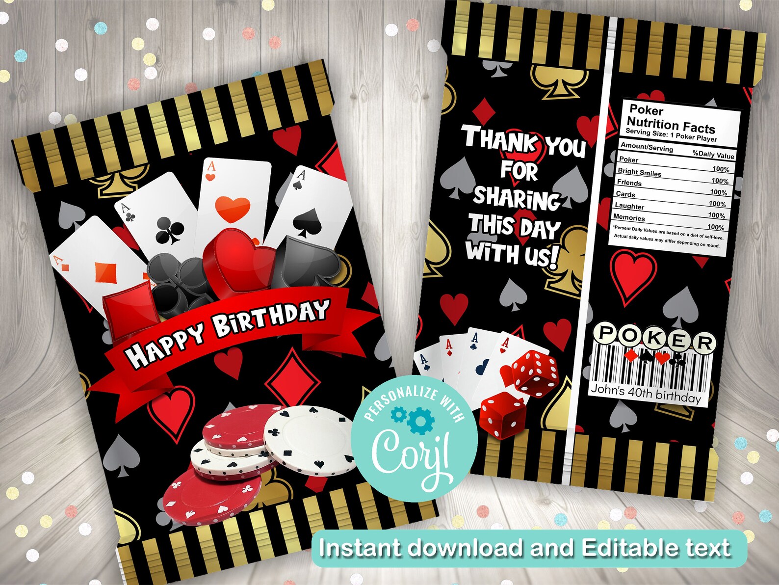 Editable Poker chip bagPoker favor bagParty Favor Poker Etsy