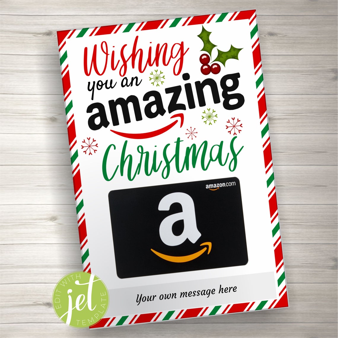 Editable Wishing You an Amazing Christmas Amazon Gift Card Etsy