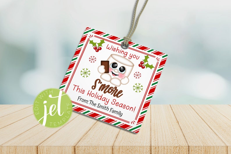 Editable S'mores Christmas Gift Tag Editable Holiday - Etsy