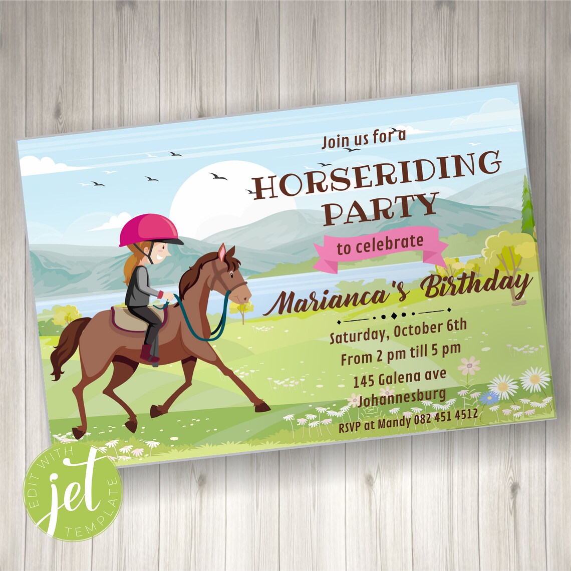 Editable Horse Riding Party Invitation Printable Horses Etsy