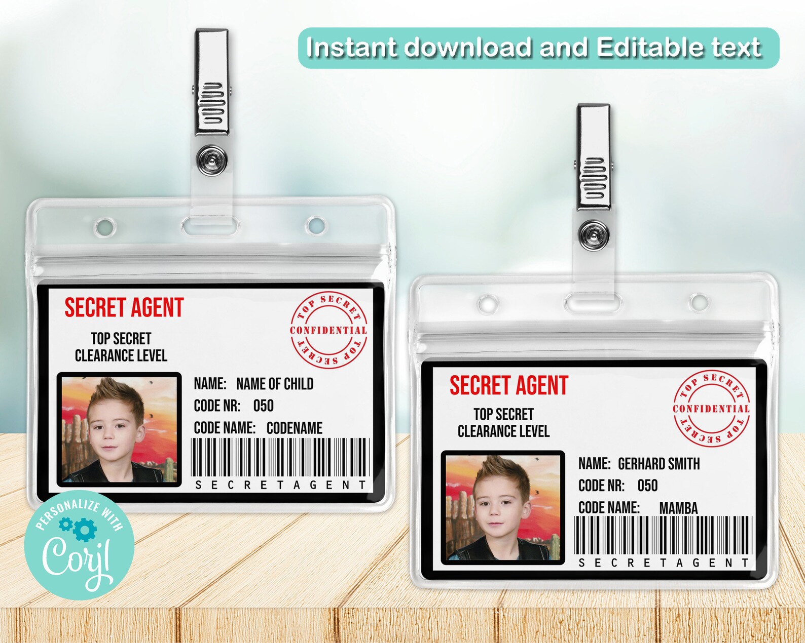 Editable Secret Agent badgeSpy Birthday party Printable ID | Etsy