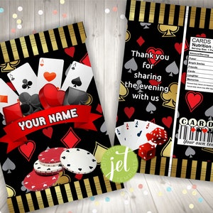 Editable Cards chip bag, Poker favor bag, Party Favor, Cards Party Printable, Instant DownloadP002