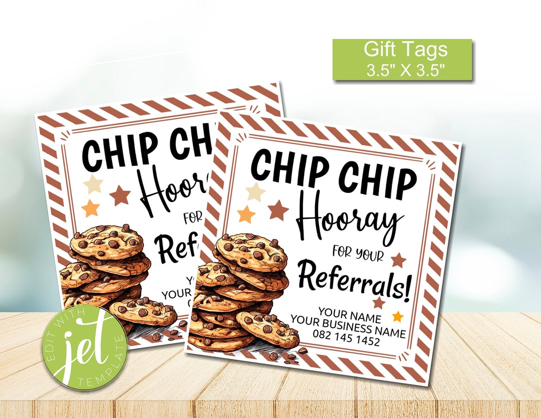 Editable Chocolate Chip Cookie Gift Tags for Business Etsy