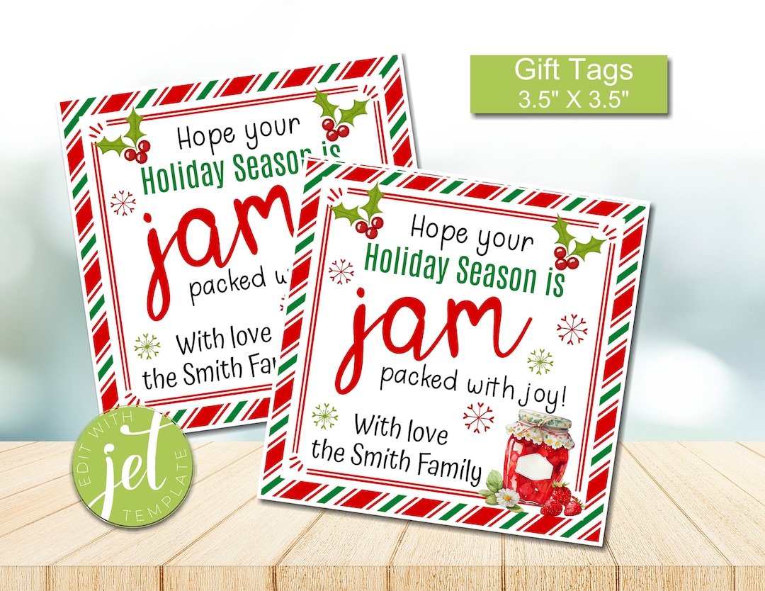 Editable Jam Gift Tag, Neighbor Christmas Gift, Christmas Teacher Gift Tag, Holiday Teacher Tag ...