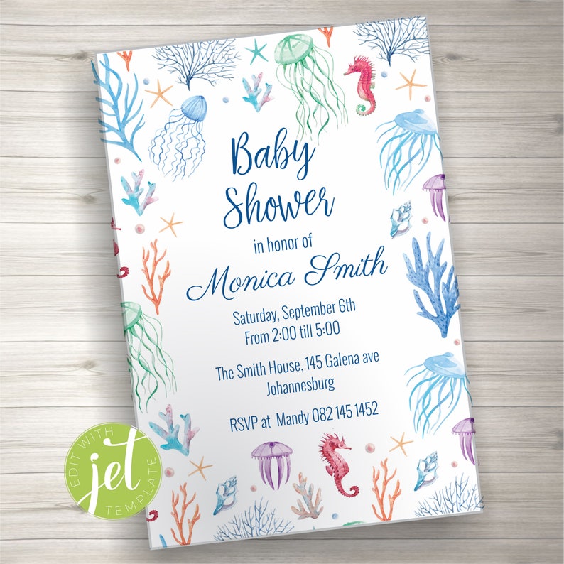 Editable Under the Sea Baby Shower Invitation Printable Under Etsy