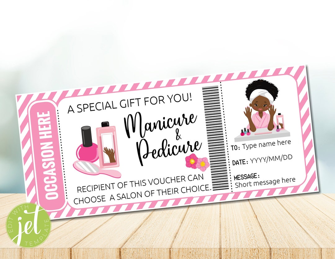 Printable Manicure Gift Voucher, Any Occasion, Ticket Coupon, Stocking ...