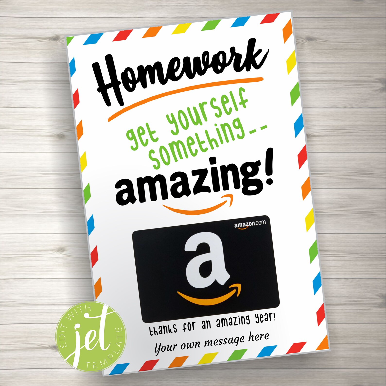 Editable Amazon Gift Card Teacher Appreciation Gift Teacher Etsy