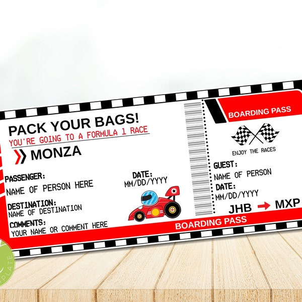 Boleto fórmula 1 Etsy México