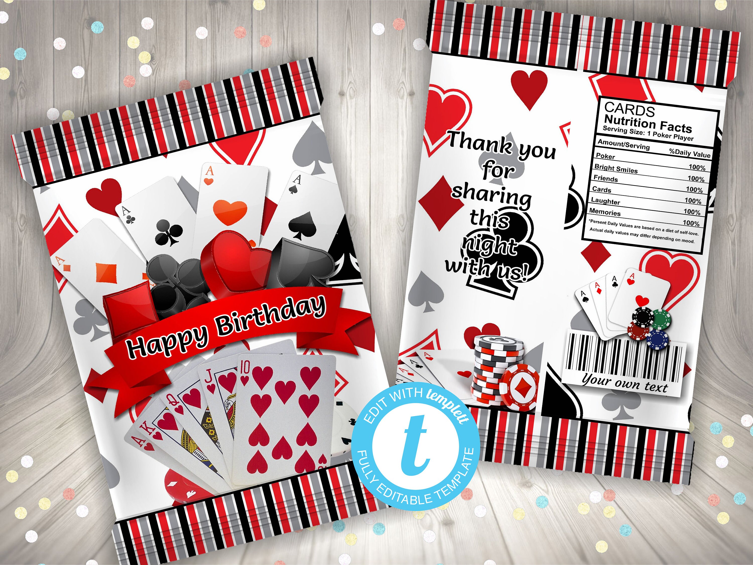 Editable Poker Chip Bagpoker Favor Bagparty Favor Poker Etsy
