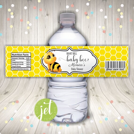 Editable Bee Bottle Label Water Bottle Labels What Will Baby Etsy