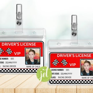 Editable Race Car Driver's License, ID Badge, Cars Birthday, License ID, Instant Download C002