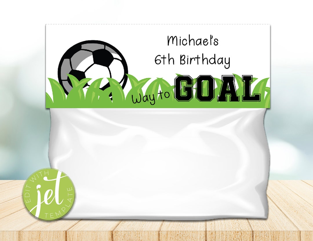 Editable Soccer Treat Bag Topper,soccer Treat Bag, Soccer Favors