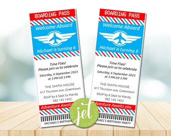 Airplane Ticket Invitation PRINTABLE Boarding Pass Aeroplane Plane Boy ...