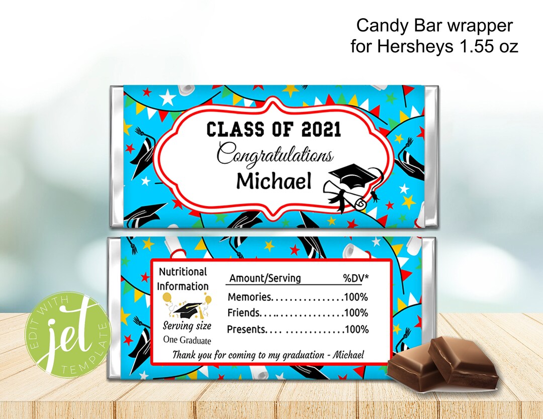 Editable Graduation Candy Wrapper Hershey Wrapper Graduation - Etsy