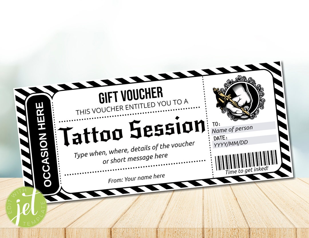 EDITABLE Tattoo Gift Voucher, Tattoo Gift Card, Tattoo Gift Certificate EDITABLE Tattoo Gift Voucher, Tattoo Gift Card, Tattoo Gift Certificate