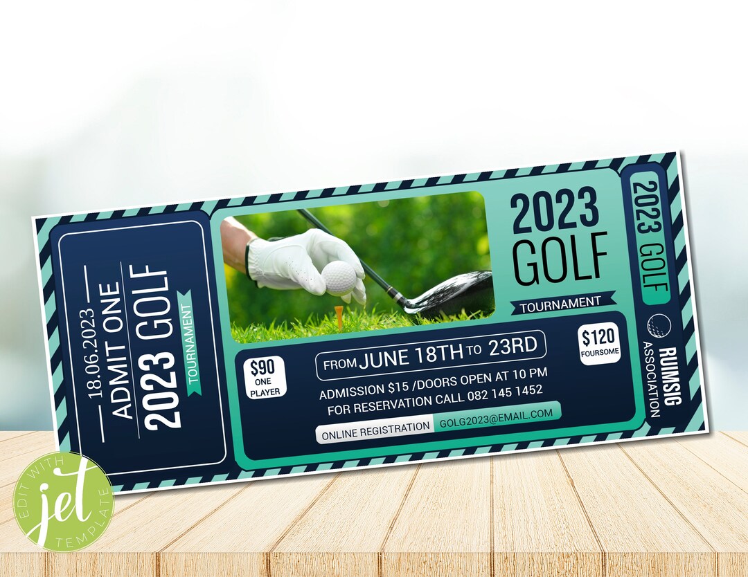 Editable Golf Tournament Invitation, Golf Fundraiser Tournament, Golf