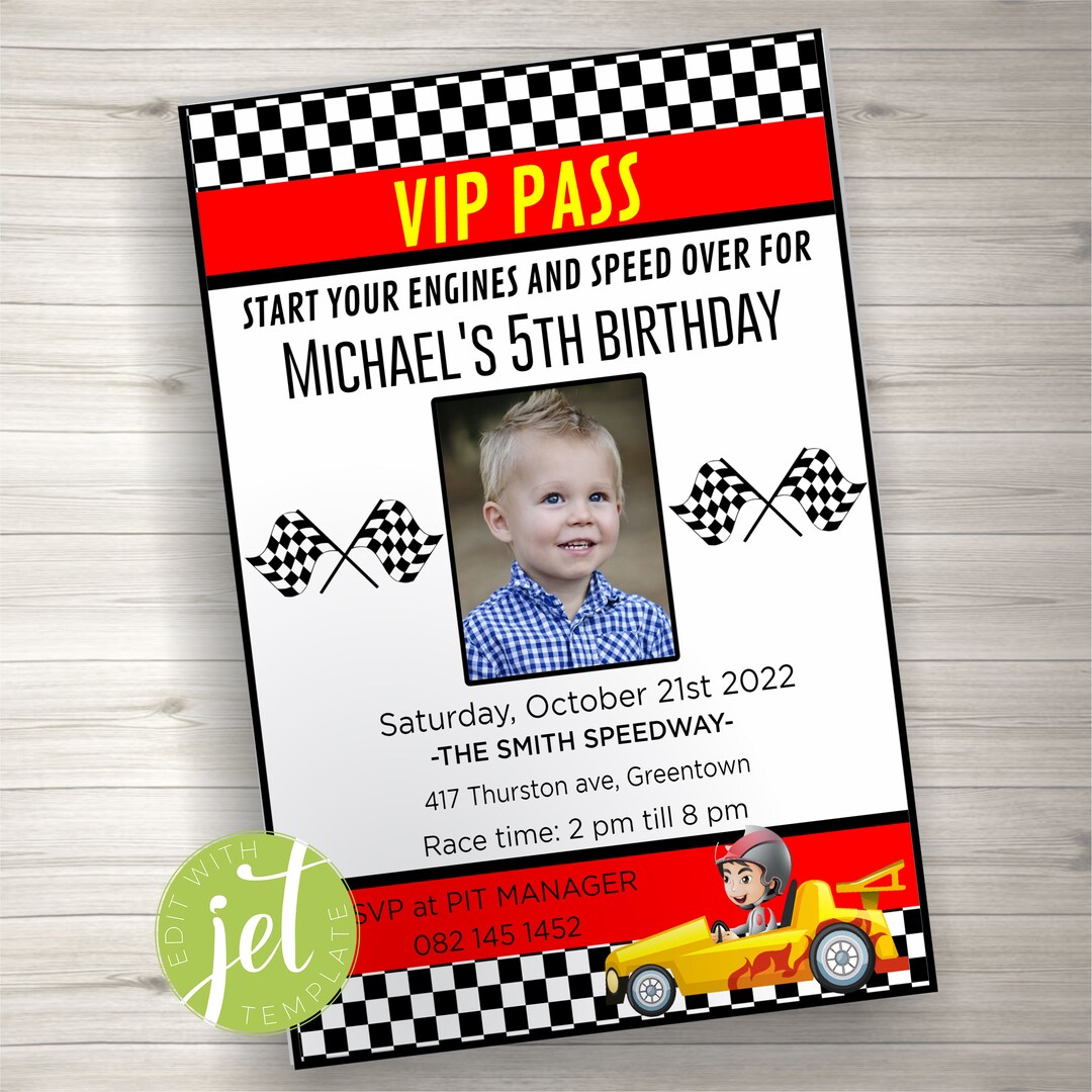 Editable Racing Invitation, Racing Invitation, Racing Driver Invitation ...