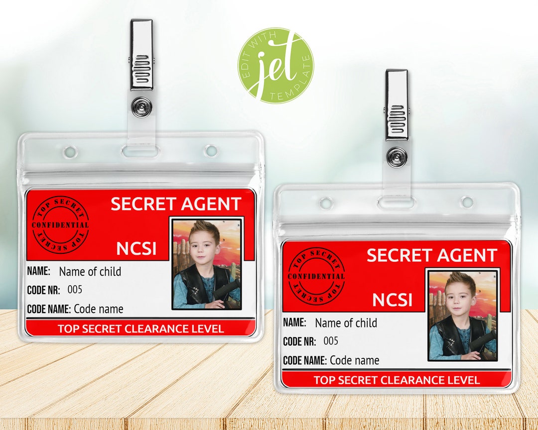 Editable Secret Agent Badge,spy Birthday Party, Printable ID Badge, Secret Agent Bagde, Spy ...