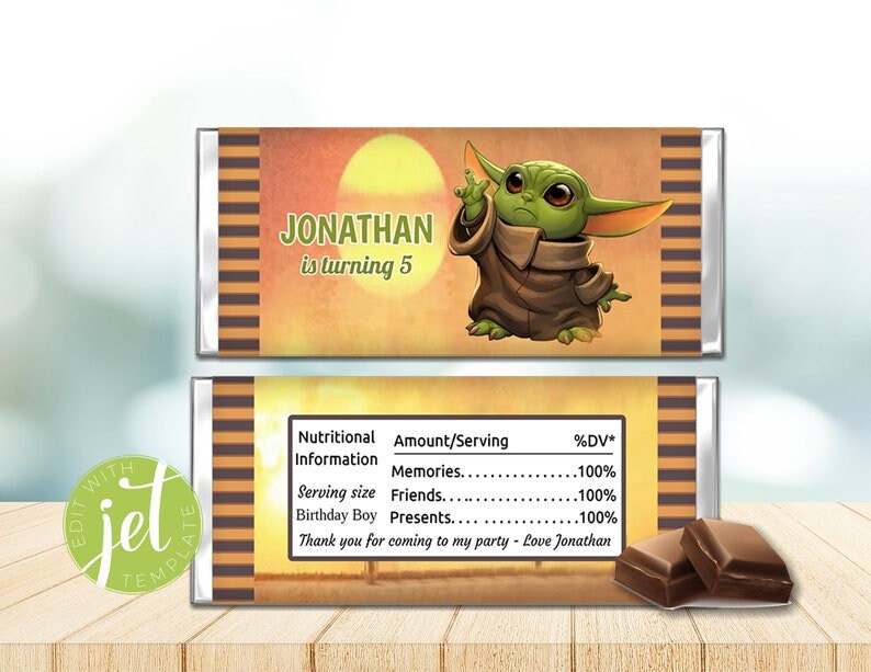 Editable Party Pack Baby Yoda Chip Bag Candy Wrapper Juice Etsy