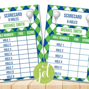 Editable Golf Party Scorecard for 9 & 6 holes, GOLF PARTY,  Instant Download