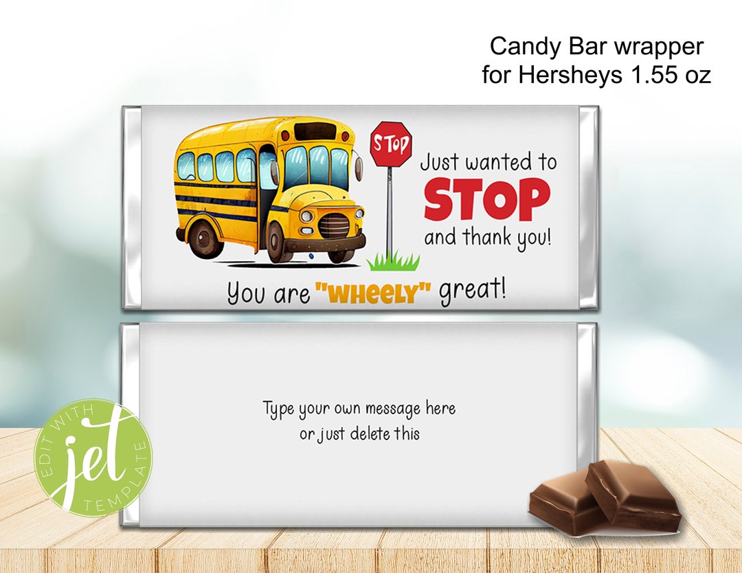 Editable School Bus Candy Bar Wrapper Chocolate Teacher - Etsy