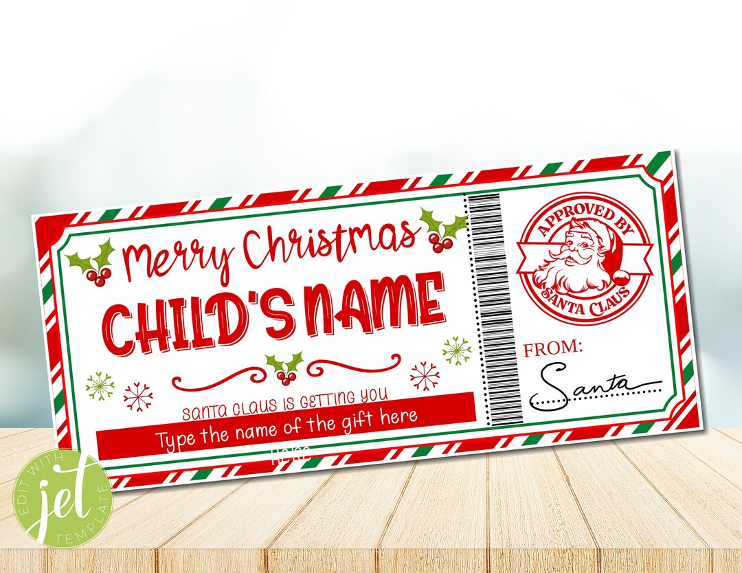 Editable Santa Voucher Template for Kids Personalized Etsy
