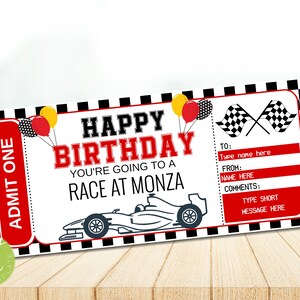 Editable Birthday Racing Ticket Template, Go Karts, Printable Surprise ...