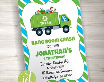 Editable Carbage truck Party Invitation Printable, Truck party, garbage truck party, all occasions, instant download