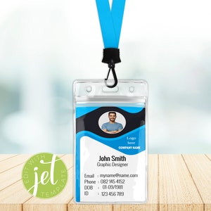 Editable Printable Company, Employee, Student, Badge ID Card, ID Card ...