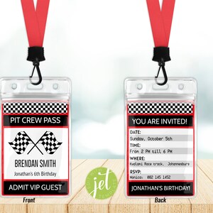 Editable Pit Crew Pass,racing Pit Crew Party, Printable Pit Crew Badge ...