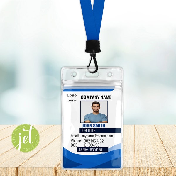 Editable Printable Company, Employee, Student, Badge ID Card, ID Card Template, Corporate Template, Instant Download Instant Download C002