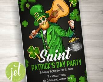 Editable St Patrick's day Invitation Printable, Saint Patrick's day Invitation, St Patrick's day party Printable, Instant download