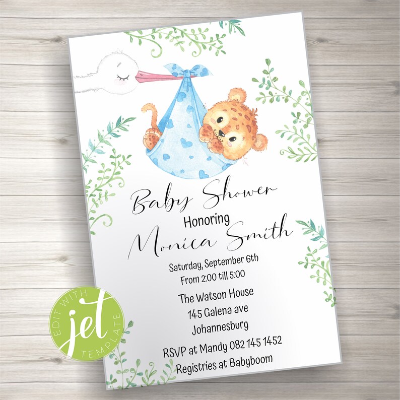 Editable Baby Shower Invitation Printable Baby Tiger Birthday Etsy