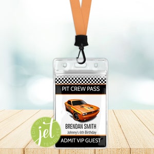 Editable Pit Crew Pass,racing Pit Crew Party, Printable Pit Crew Badge ...