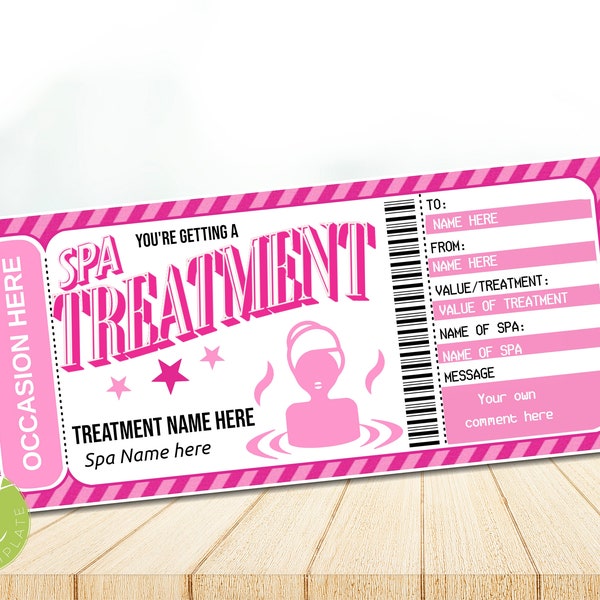 Editable Spa Treatment Surprise Gift Voucher, Spa Day, Spa Treatment Gift Certificate, Instant download R001