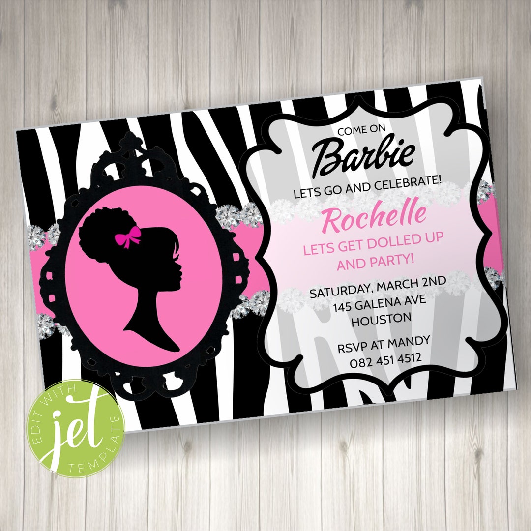 Black Barbie Party Invitation Printable Bobotemp | lupon.gov.ph