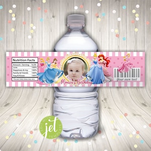 Editable Princess Water Bottle Label, Princess Bottle Label, Princes ...