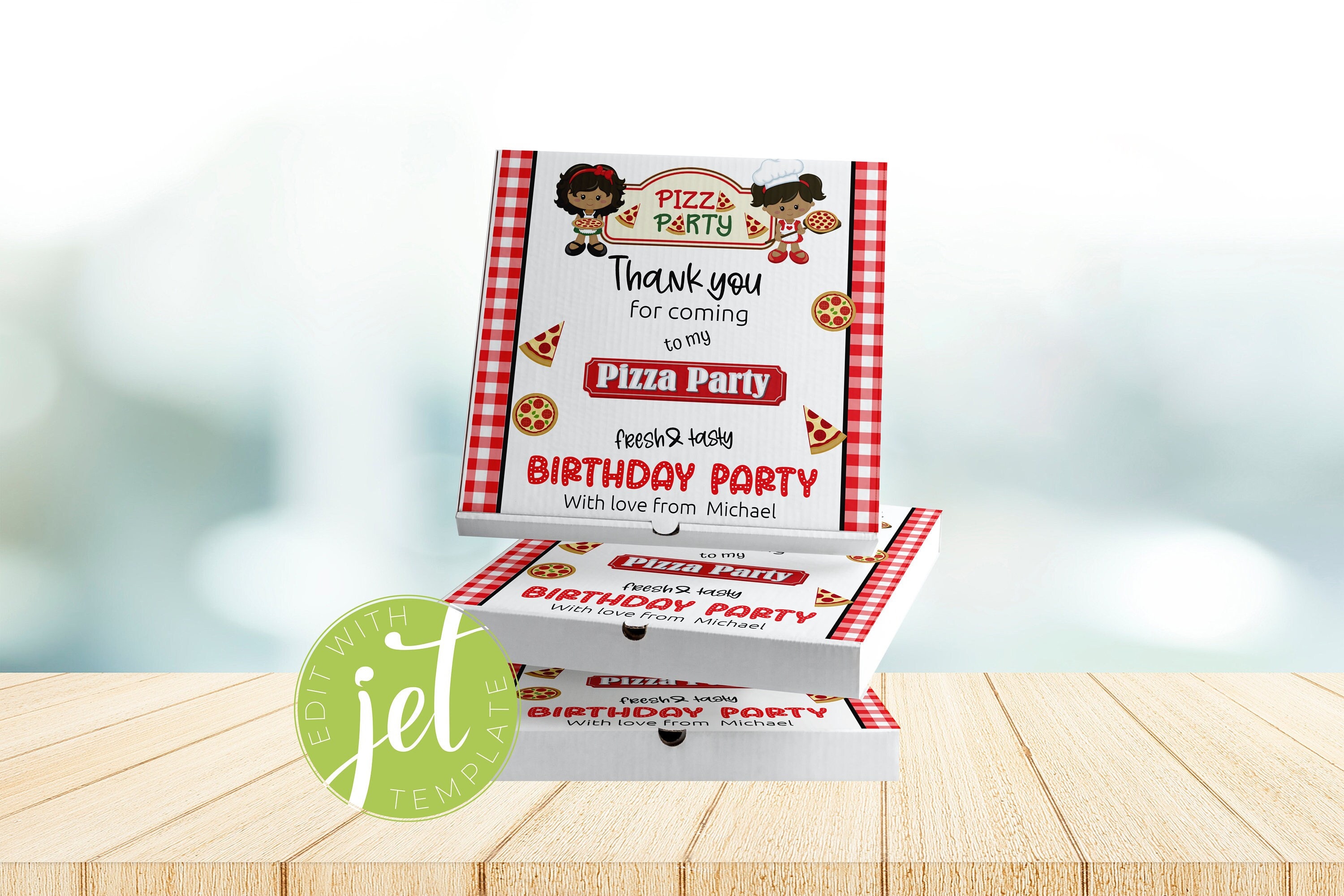 Pizza Box Printable Label Pizza Birthday Party Italian -  UK
