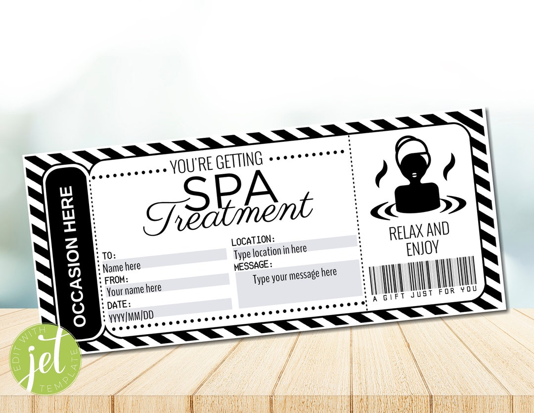 Editable Spa Treatment Surprise Gift Voucher Spa Day Spa Etsy